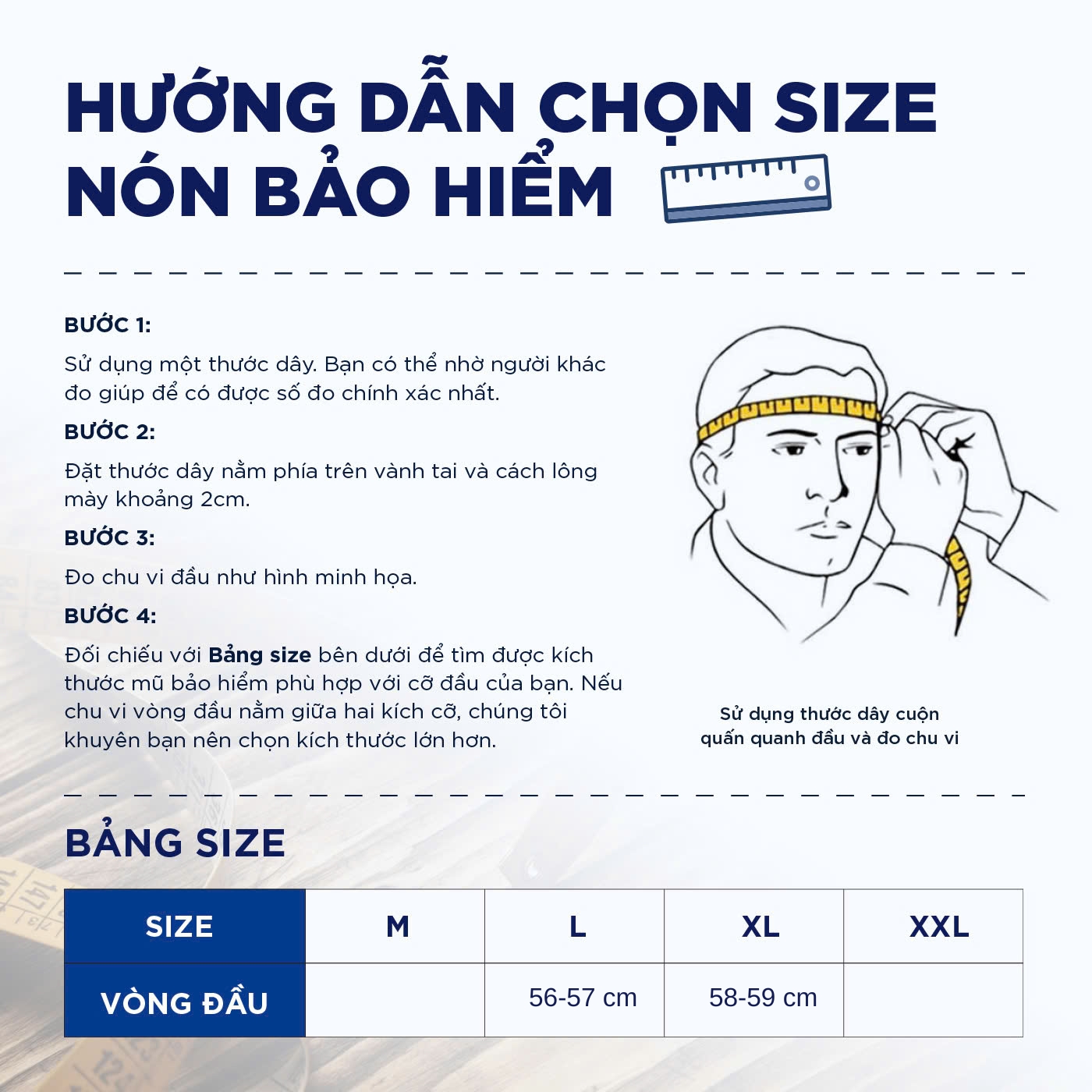 Bảng size và hướng dẫn đo size nón Royal 134C