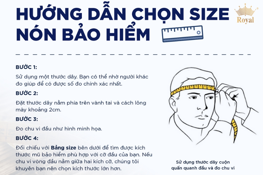 Hướng dẫn cách đo size vòng đầu chọn mua mũ bảo hiểm