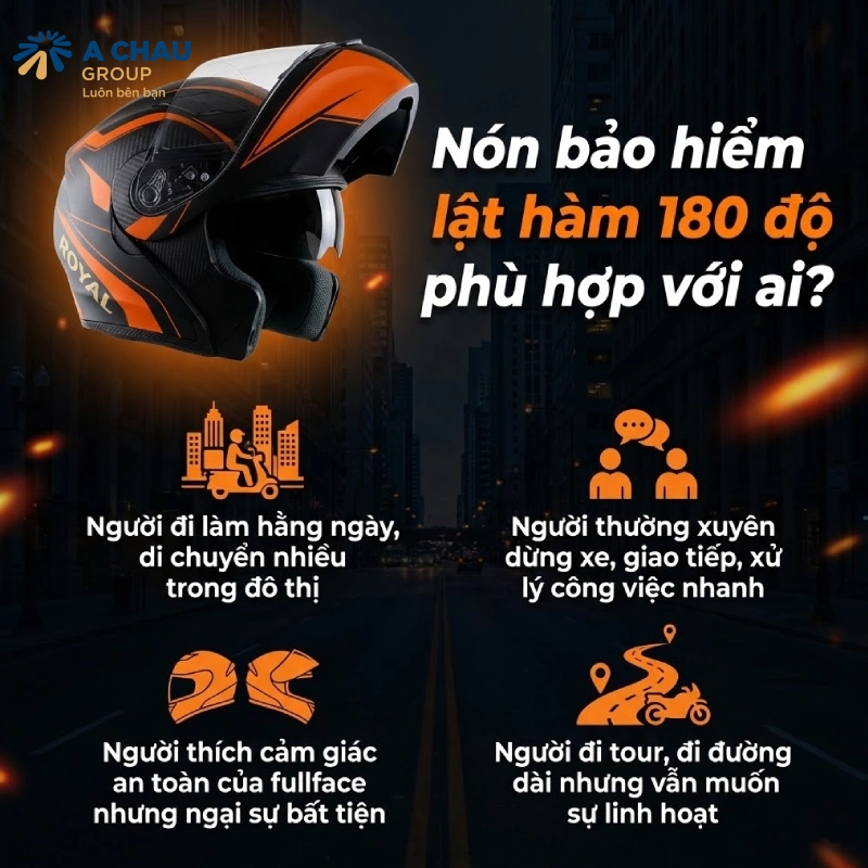 Nón bảo hiểm lật hàm 180 độ phù hợp với ai?