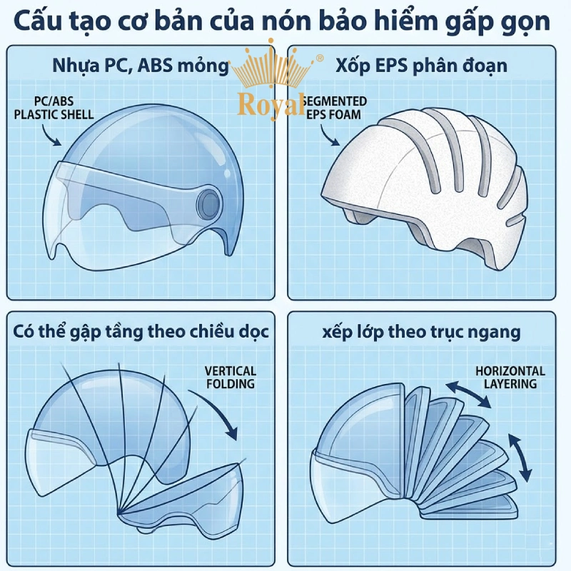 Cấu tạo cơ bản của nón bảo hiểm gấp gọn