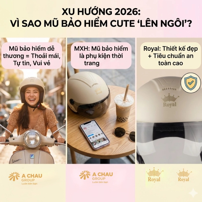 Vì sao mũ bảo hiểm cu te dễ thương đang trở thành xu hướng 2026