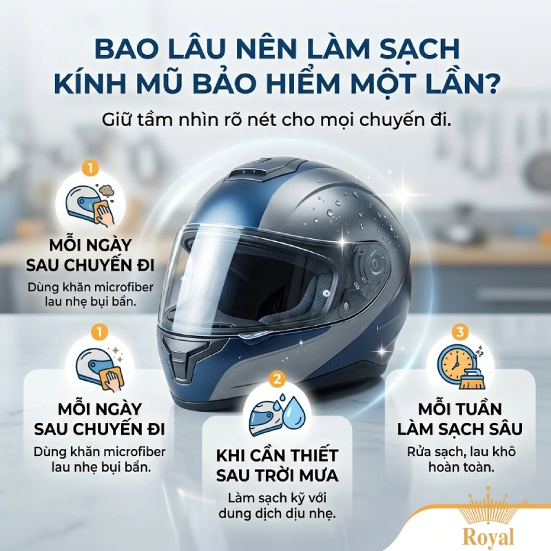Bao lâu nên làm sạch kính mũ bảo hiểm một lần?