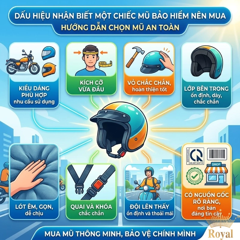 Dấu hiệu nhận biết một chiếc mũ bảo hiểm nên mua