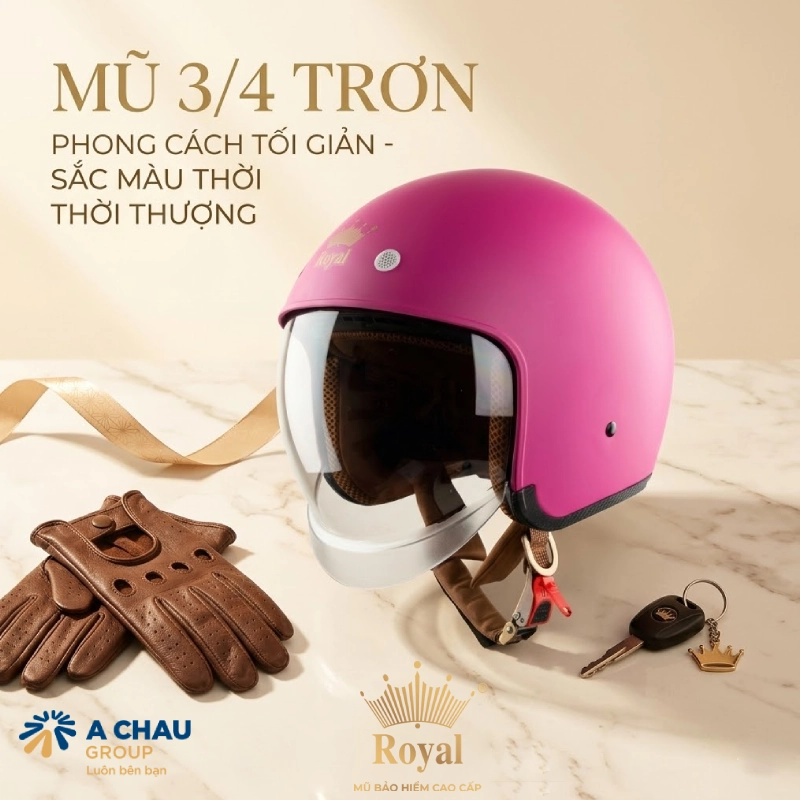 Mũ bảo hiểm 3/4 trơn