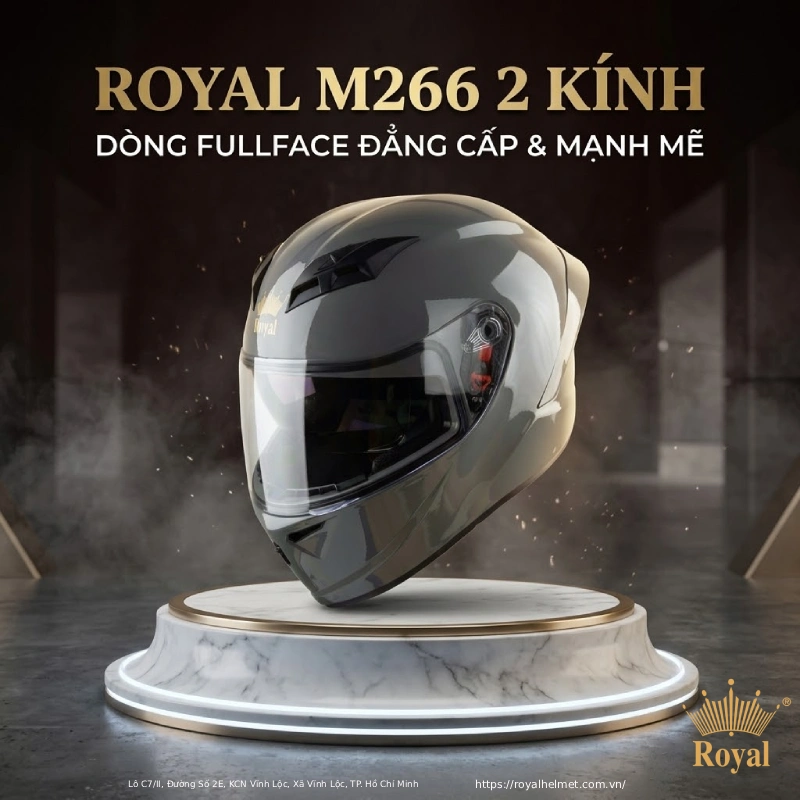 Nón fullface xám Royal M266 2 kính