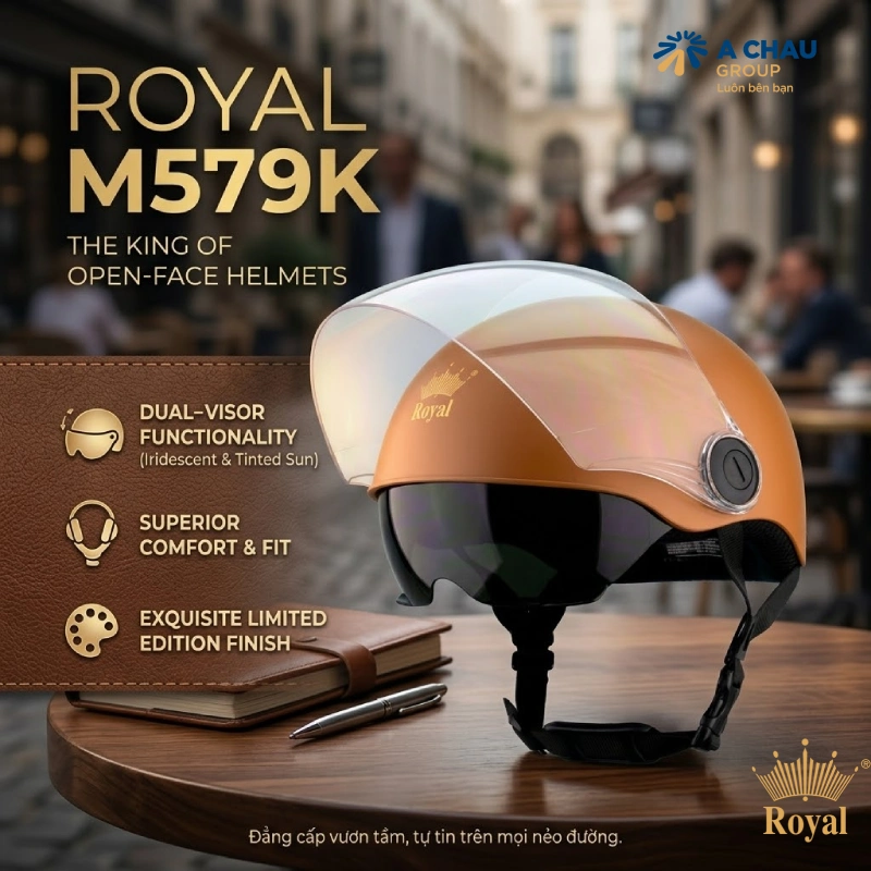 Mũ bảo hiểm màu cam 1/2 M579K